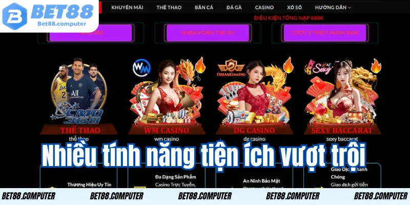 Giới thiệu Bet88 – Trải Nghiệm Giải Trí Đỉnh Cao Trực Tuyến 3 Nhiều tính năng tiện ích vượt trội